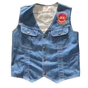 Vintage DeeCee Denim Button Up Western Vest: Men’s Size 46: Motorcycle Cut